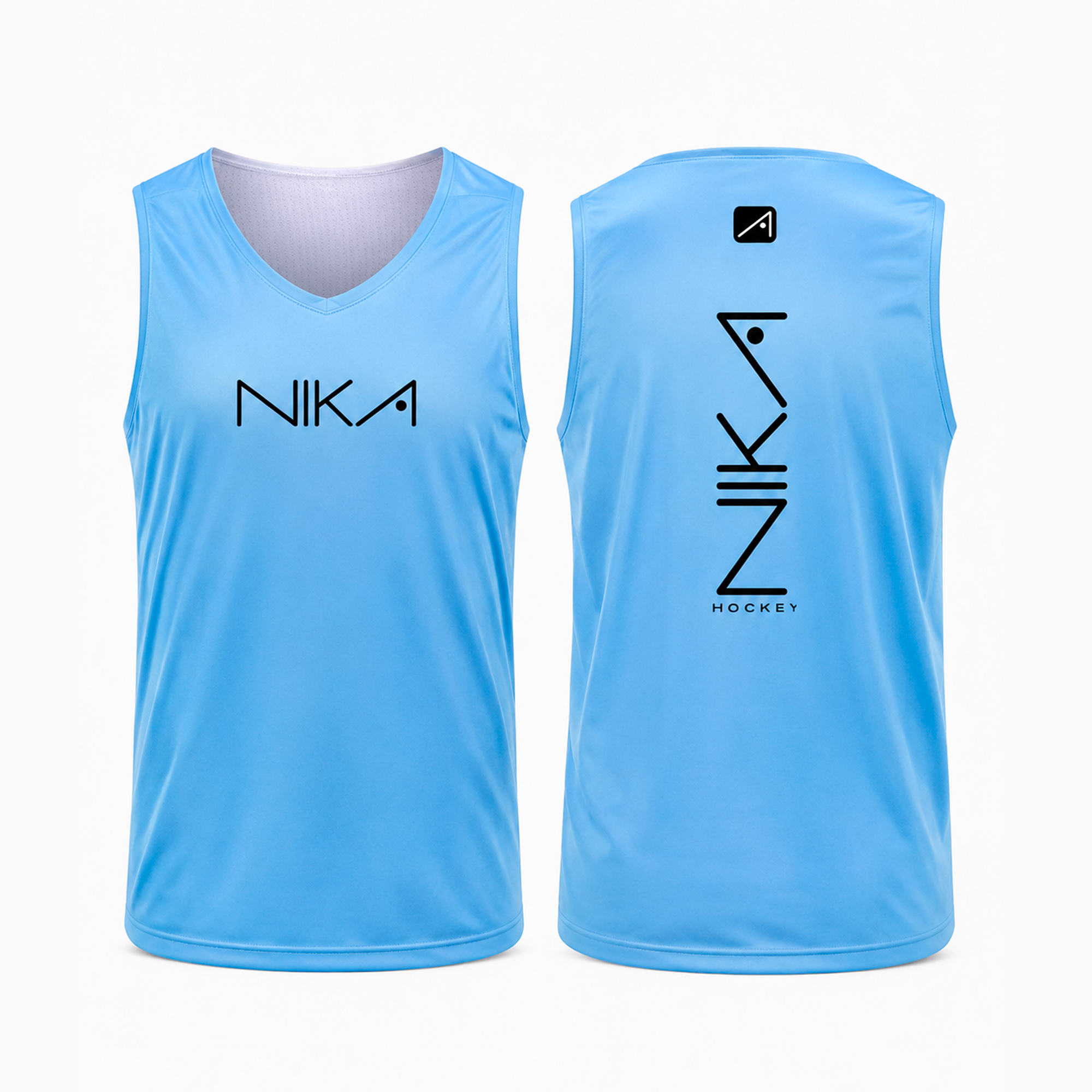 Remera musculosa reversible Celeste/Blanco
