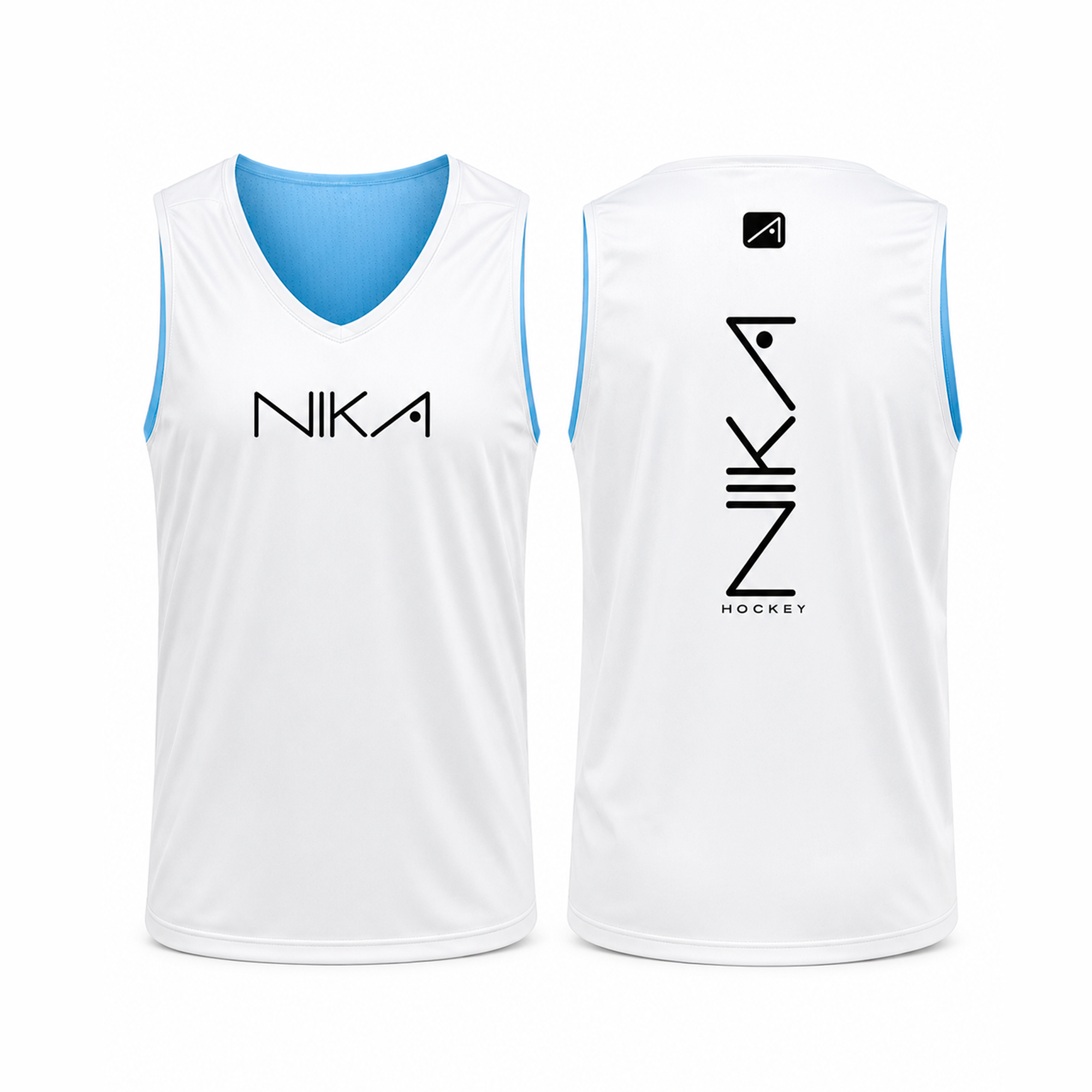Remera musculosa reversible Celeste/Blanco