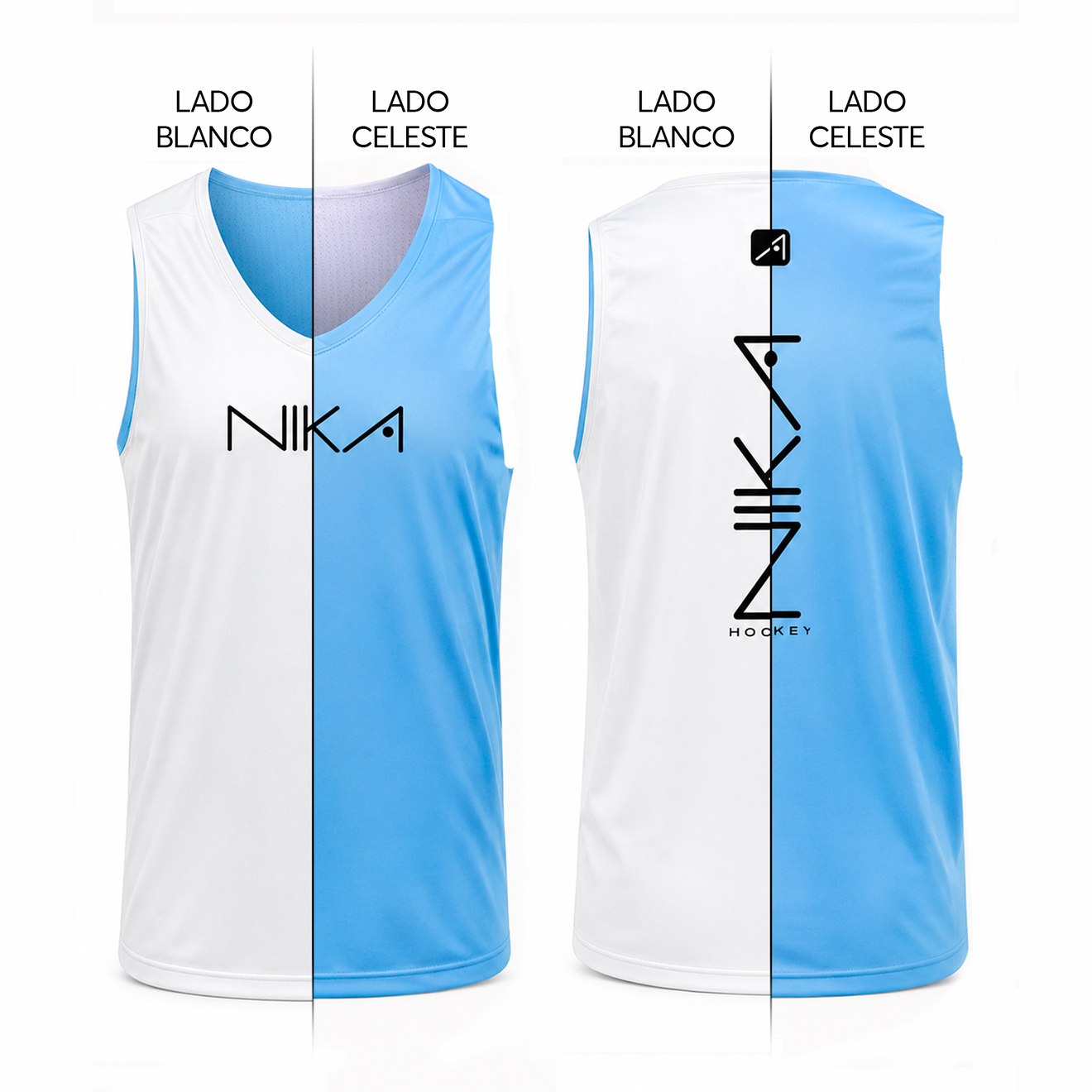 Remera musculosa reversible Celeste/Blanco